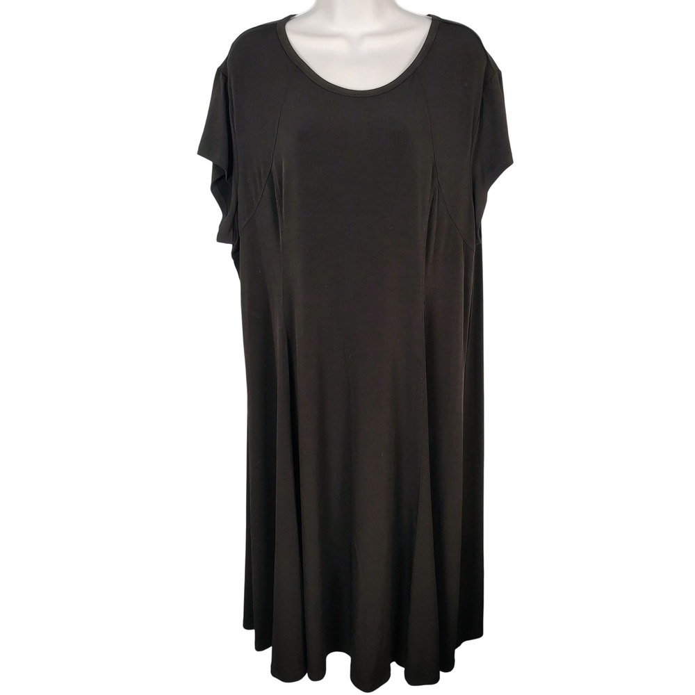 Southern Lady Black Short Sleeve Midi A-Line Dress Plus Size 2X minimalist vamp